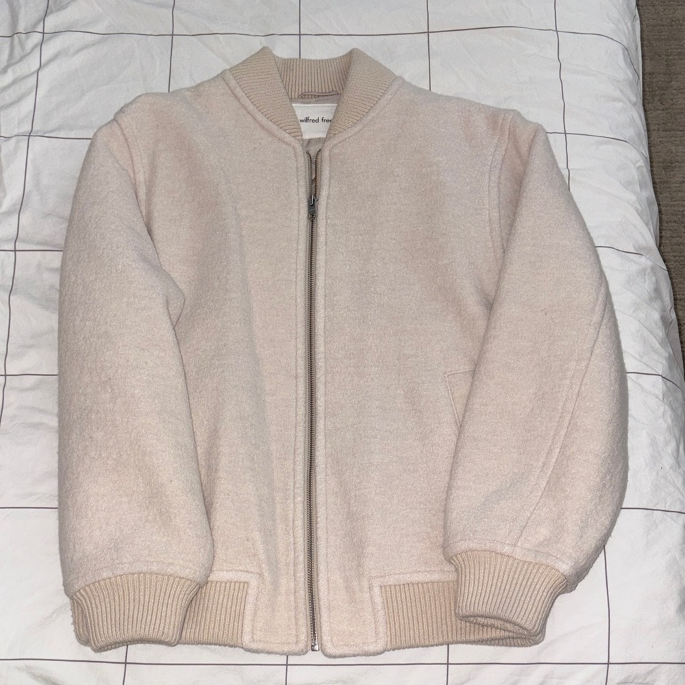 Aritzia Cream Bomber Jacket